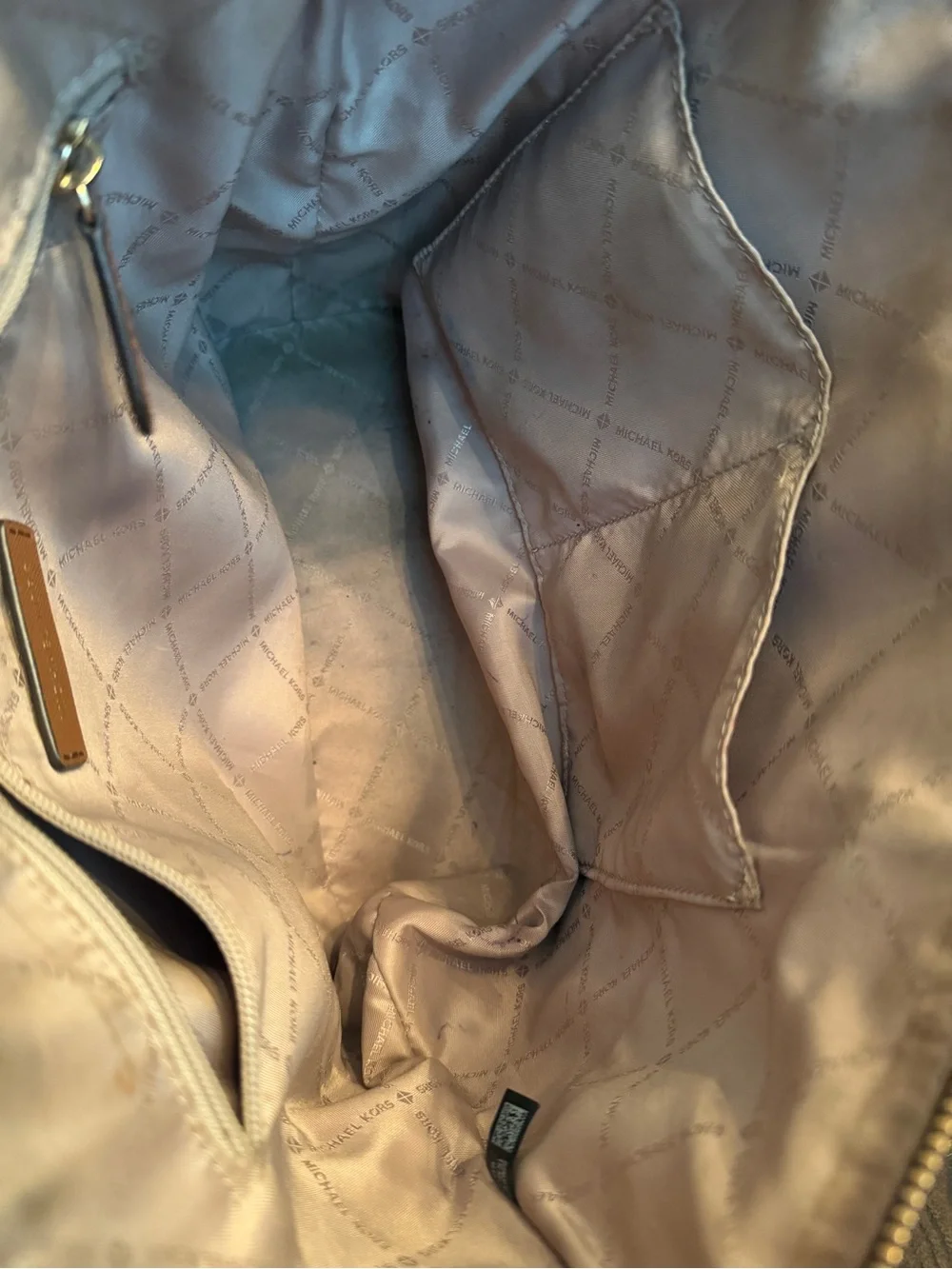 MICHAEL KORS Charlotte Large Top-Zip Tote Bag Gold Hardware Shoulder Bag